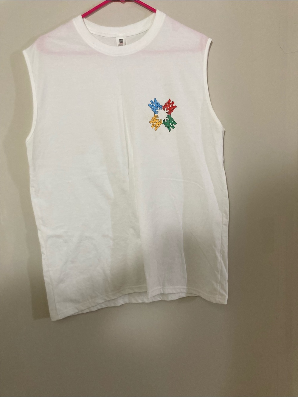 AMIRI White Sleeveless Tee with Multicolor Chest Motif (rep)